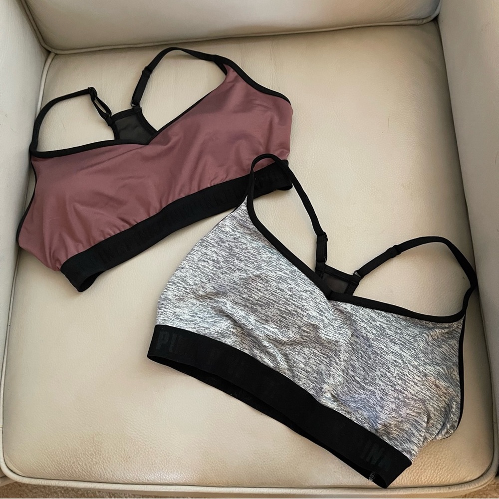 PINK Victoria's Secret Mauve & Heather Gray Sports Bras (2-Pack)